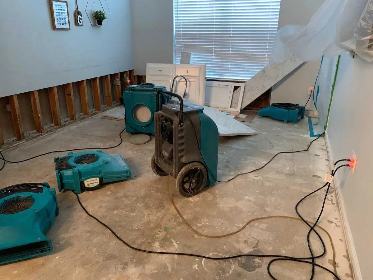 Dehumidifier in flood-cut room for Water Extraction & Removal in Poolesville